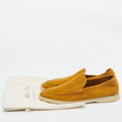 Pre Owned Loro Piana Yellow Suede Summer Walk Loafers Size 43