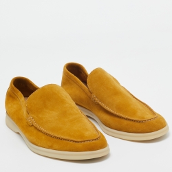 Pre Owned Loro Piana Yellow Suede Summer Walk Loafers Size 43