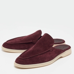 Pre Owned Loro Piana Burgundy Suede Babouche Walk Mules Size 42