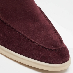 Pre Owned Loro Piana Burgundy Suede Babouche Walk Mules Size 42