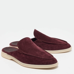 Pre Owned Loro Piana Burgundy Suede Babouche Walk Mules Size 42