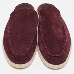 Pre Owned Loro Piana Burgundy Suede Babouche Walk Mules Size 42