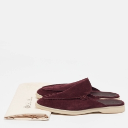 Pre Owned Loro Piana Burgundy Suede Babouche Walk Mules Size 42