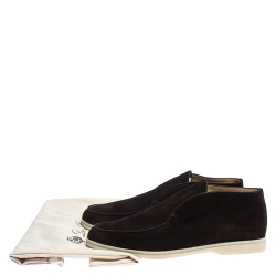 Pre Owned Loro Piana Brown Suede Leather Ankle Boots Size 44.5 