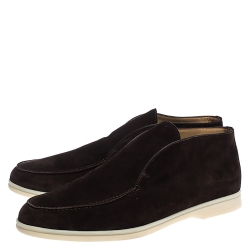 Pre Owned Loro Piana Brown Suede Leather Ankle Boots Size 44.5 