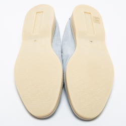 Pre Owned Loro Piana Light Blue Suede Summer Charms Walk Loafers Size 41.5