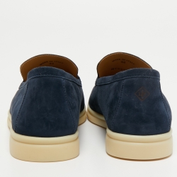 Pre Owned Loro Piana Navy Blue Suede Summer Walks Loafers Size 42
