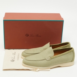 Loro Piana Green Suede and Fabric Summer Walk Loafers Size 41.5