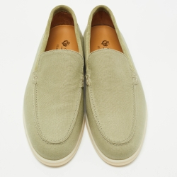 Loro Piana Green Suede and Fabric Summer Walk Loafers Size 41.5