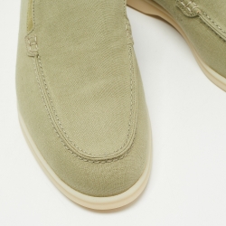 Loro Piana Green Suede and Fabric Summer Walk Loafers Size 41.5