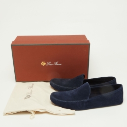 Pre Owned Loro Piana Blue Suede Slip On Loafers Size 45