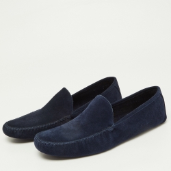 Pre Owned Loro Piana Blue Suede Slip On Loafers Size 45