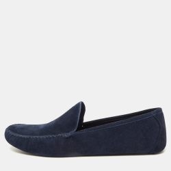 Blue Suede Slip On Loafers
