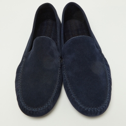 Pre Owned Loro Piana Blue Suede Slip On Loafers Size 45