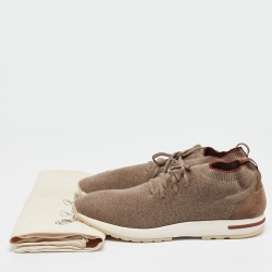 Loro Piana Brown Wool 360 Flexy Walker Low Top Sneakers Size 45