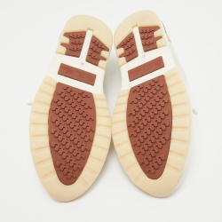 Pre Owned Loro Piana Cream Knit Fabric Wool 360 Flexy Walker Lace Up Sneakers Size 45