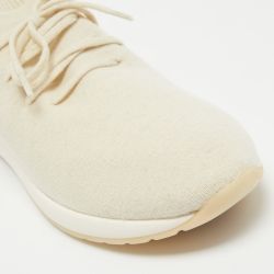 Pre Owned Loro Piana Cream Knit Fabric Wool 360 Flexy Walker Lace Up Sneakers Size 45