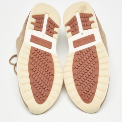 Pre Owned Loro Piana Brown Knit Fabric 360 LP Flexy Walk Sneakers Size 41