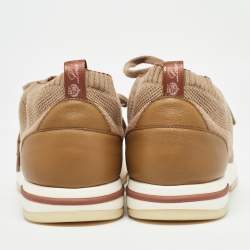 Pre Owned Loro Piana Brown Knit Fabric 360 LP Flexy Walk Sneakers Size 41