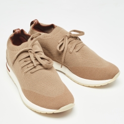 Pre Owned Loro Piana Brown Knit Fabric 360 LP Flexy Walk Sneakers Size 41