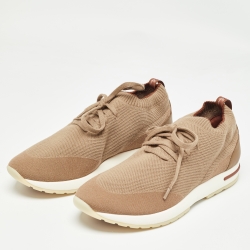 Pre Owned Loro Piana Brown Knit Fabric 360 LP Flexy Walk Sneakers Size 41