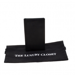 Pre Owned Loro Piana Black Leather My Jacket Pocket Wallet