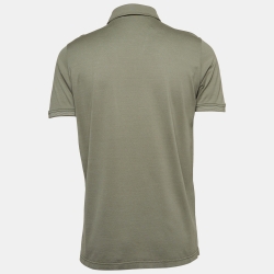 Pre Owned Loro Piana Grey Cotton Polo T-Shirt M