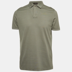 Pre Owned Loro Piana Grey Cotton Polo T-Shirt M