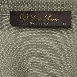 Pre Owned Loro Piana Grey Cotton Polo T-Shirt M