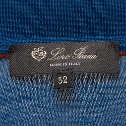 Pre Owned Loro Piana Blue Knit Zipper Polo T-Shirt XL