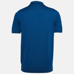 Pre Owned Loro Piana Blue Knit Zipper Polo T-Shirt XL