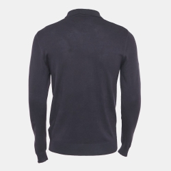 Pre Owned Loro Piana Navy Blue Wool Knit Long Sleeve T-Shirt L