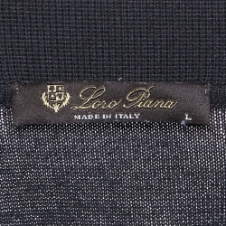 Pre Owned Loro Piana Navy Blue Wool Knit Long Sleeve T-Shirt L