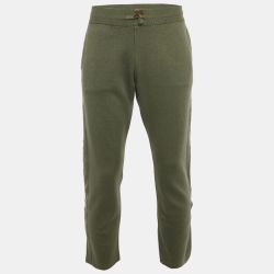 Pre Owned بنطلون رياضي لورو بيانا كشمير أخضر مقاس 3 كبير جدًا