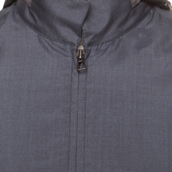 Pre Owned Loro Piana Midnight Blue Silk Rain System Hooded Jacket M