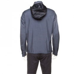 Pre Owned Loro Piana Midnight Blue Silk Rain System Hooded Jacket M