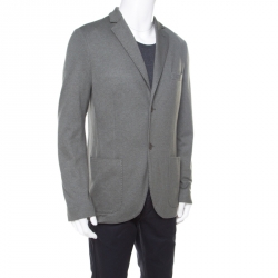 Pre Owned Loro Piana Sage Green Cashmere Silk Piqué Knit Sweater Jacket XL
