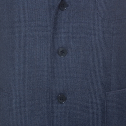 Pre Owned Loro Piana Blue Checked Cashmere Regular Fit Blazer L