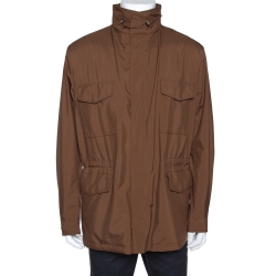 Pre Owned Loro Piana Brown Traveller Windmate Hooded Jacket XL
