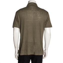 Pre Owned Loro Piana Sage Green Linen Knit Polo T Shirt L