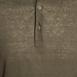 Pre Owned Loro Piana Sage Green Linen Knit Polo T Shirt L