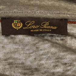 Pre Owned Loro Piana Sage Green Linen Knit Polo T Shirt L