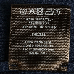 Pre Owned Loro Piana Navy Blue Cotton Pique Long Sleeve Polo T-Shirt M