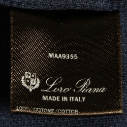 Pre Owned Loro Piana Navy Blue Cotton Pique Long Sleeve Polo T-Shirt M