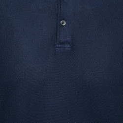 Pre Owned Loro Piana Navy Blue Cotton Pique Long Sleeve Polo T-Shirt M