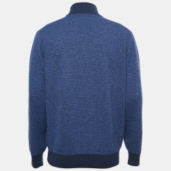 Pre Owned Loro Piana Blue Cashmere Collared Sweater 2XL