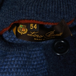 Pre Owned Loro Piana Blue Cashmere Collared Sweater 2XL