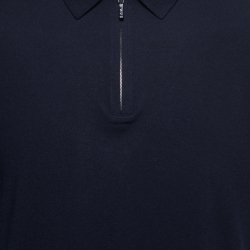 Pre Owned Loro Piana Navy Blue Wool The Gift of Kings Polo T-Shirt L