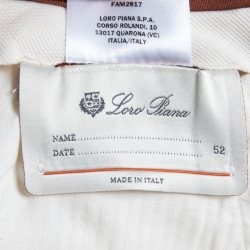 Pre Owned Loro Piana Cream Cotton & Linen Trousers XL