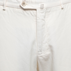 Pre Owned Loro Piana Cream Cotton & Linen Trousers XL